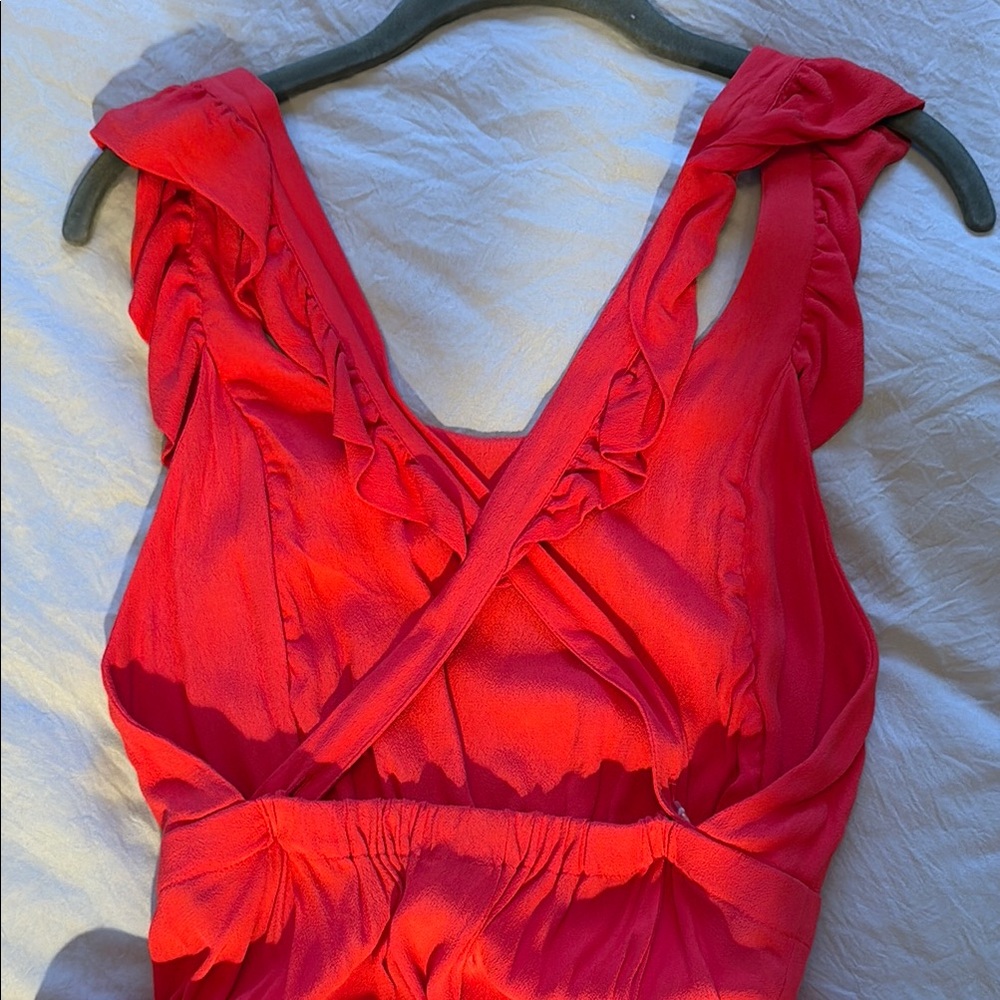 Elegant Red Ruffle Dress - Picture 3 of 4